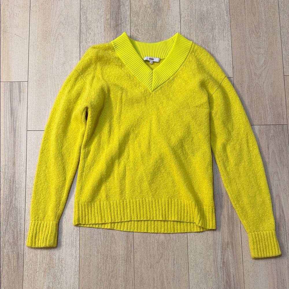 Tibi Bright Yellow V Neck Sweater Women’s Size Small